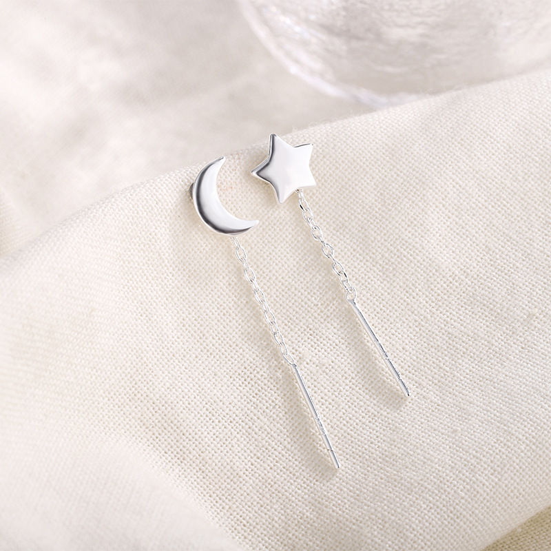 Thumbnail: Drop Ear Line Long Hanging Earrings for Women Rose Gold Color Zircon Crystal Pie