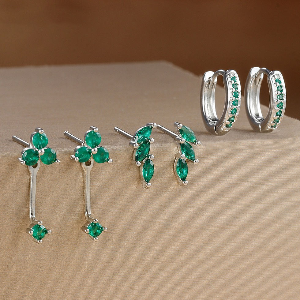 Thumbnail: 3 Pairs Exquisite Zircon Little Huggies Hoop Earrings Set for Women Stainless St