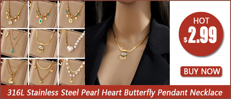 Thumbnail: DIEYURO 316L Stainless Steel Gold Color Geometric Chain Necklace Bracelets For W