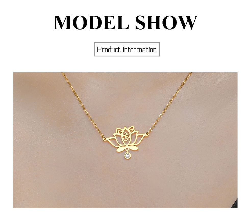 Thumbnail: Lucktune Lotus OM Symbol Pendant Necklace Stainless Steel Women's Necklace Vinta