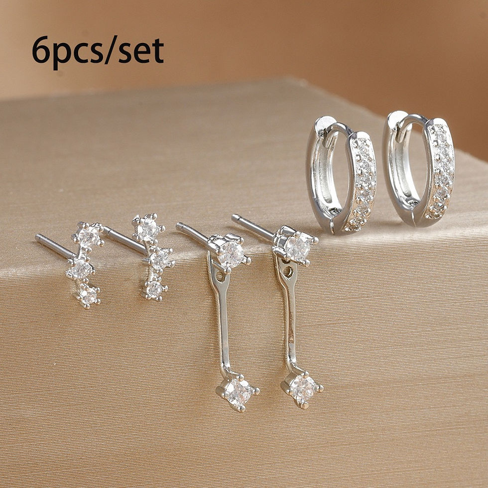 Thumbnail: 3 Pairs Exquisite Zircon Little Huggies Hoop Earrings Set for Women Stainless St