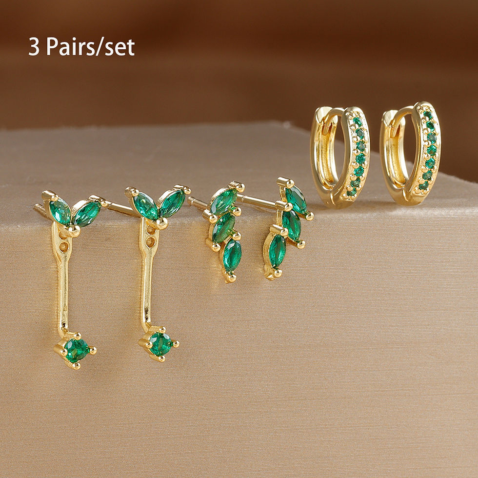 Thumbnail: 3 Pairs Exquisite Zircon Little Huggies Hoop Earrings Set for Women Stainless St