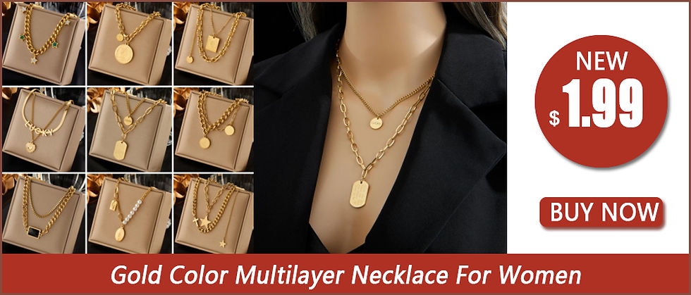 Thumbnail: DIEYURO 316L Stainless Steel Gold Color Geometric Chain Necklace Bracelets For W