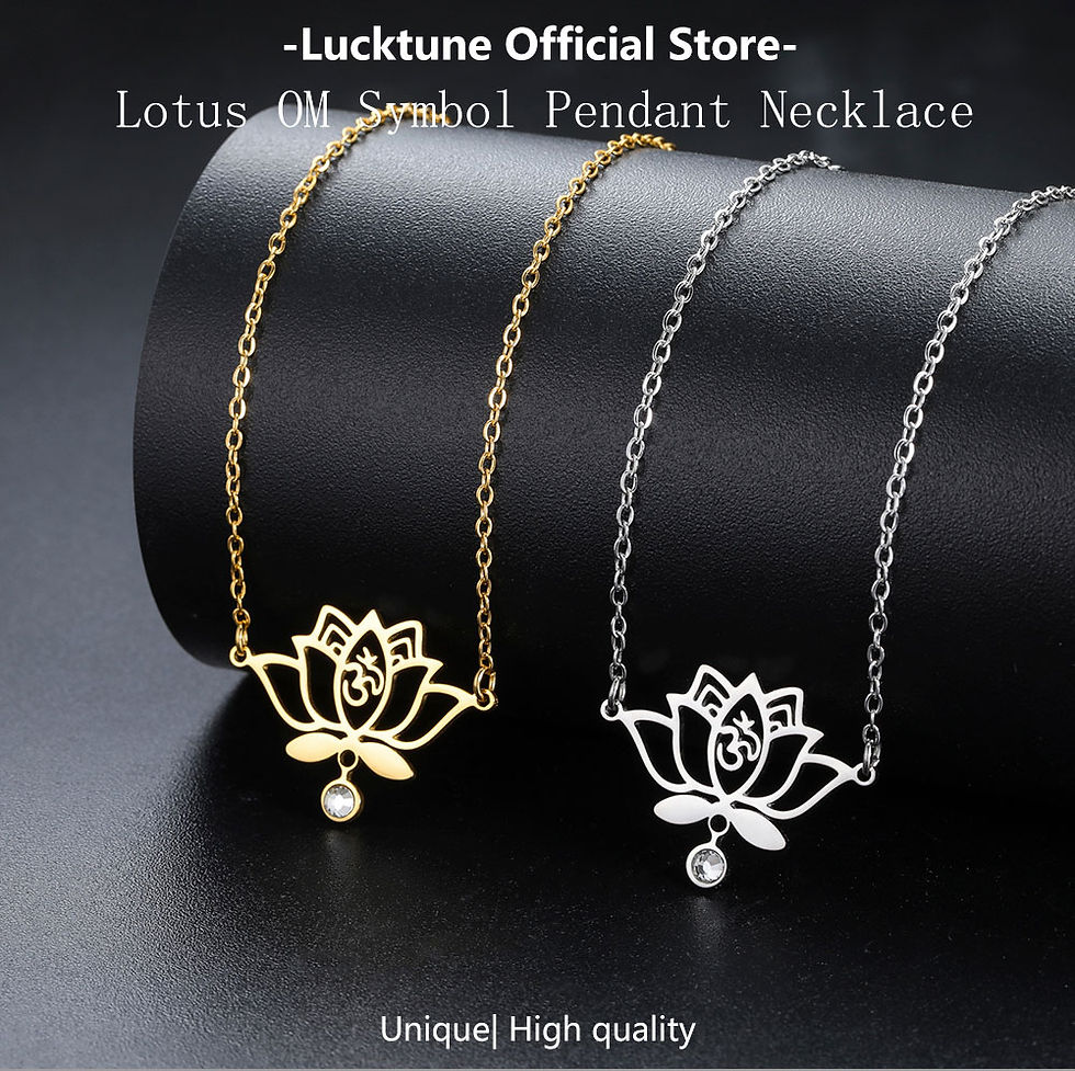 Thumbnail: Lucktune Lotus OM Symbol Pendant Necklace Stainless Steel Women's Necklace Vinta