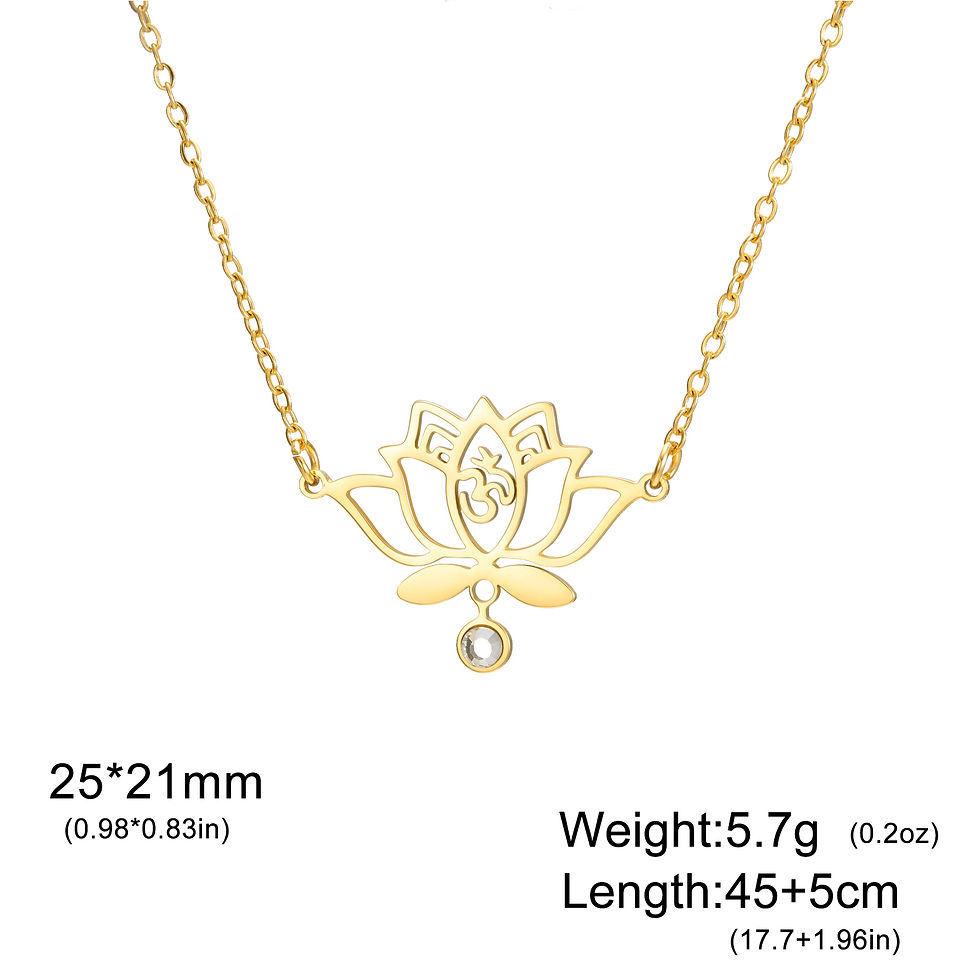 Thumbnail: Lucktune Lotus OM Symbol Pendant Necklace Stainless Steel Women's Necklace Vinta