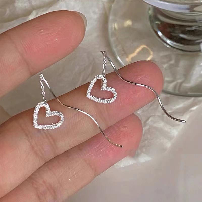 Thumbnail: Drop Ear Line Long Hanging Earrings for Women Rose Gold Color Zircon Crystal Pie
