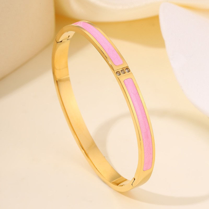Thumbnail: ZAKOL New Buling Pink Crystal Zirconia Stainless Steel Bracelet for Women Versat