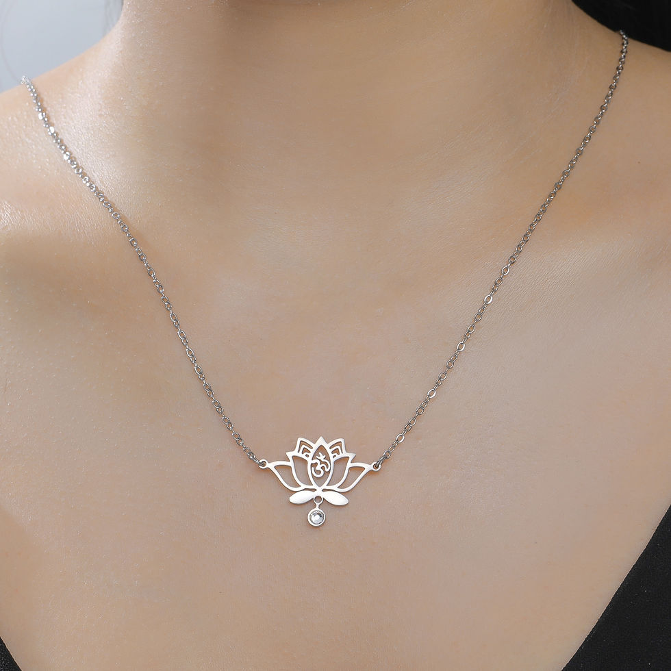 Thumbnail: Lucktune Lotus OM Symbol Pendant Necklace Stainless Steel Women's Necklace Vinta