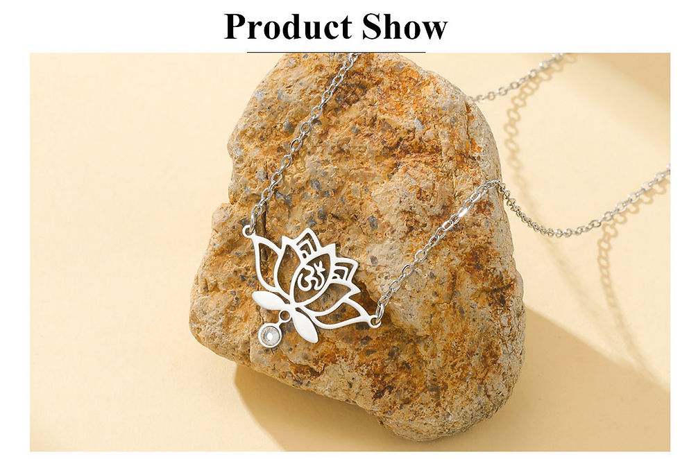 Thumbnail: Lucktune Lotus OM Symbol Pendant Necklace Stainless Steel Women's Necklace Vinta