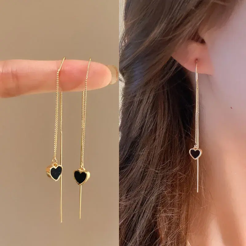 Thumbnail: Drop Ear Line Long Hanging Earrings for Women Rose Gold Color Zircon Crystal Pie