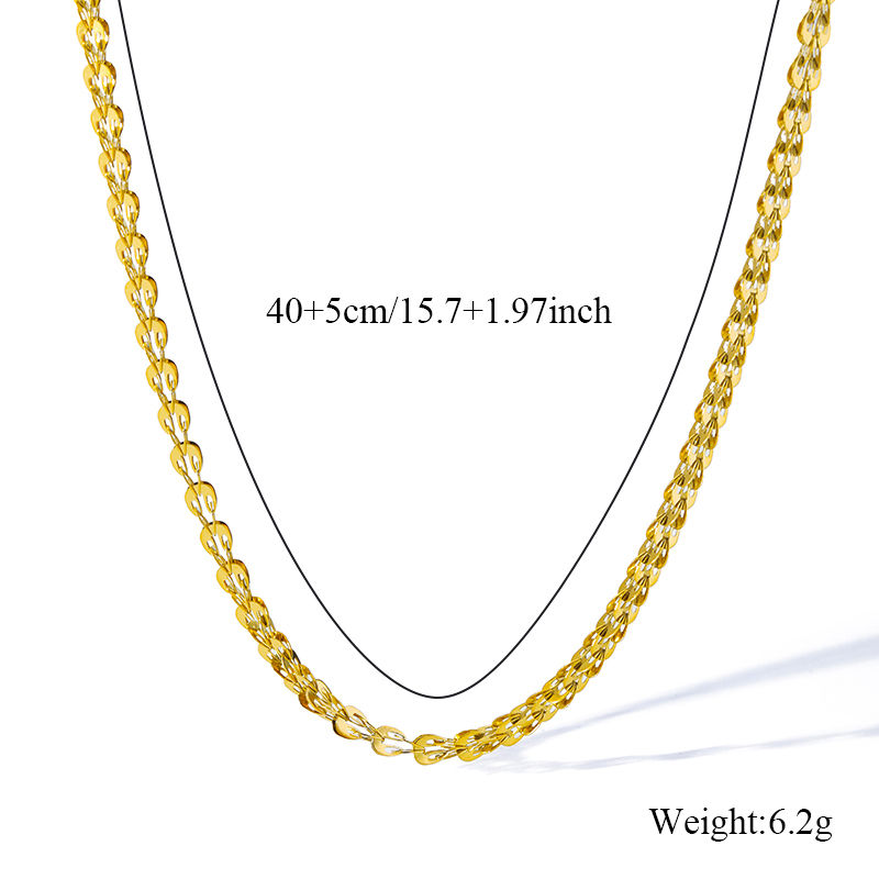 Thumbnail: EILIECK 316L Stainless Steel Metal Gold Color Wheat Chain Necklace Bracelets Set