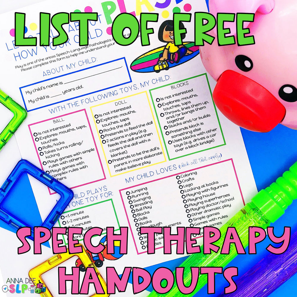 Huge List of Free Handouts for Speech Therapy