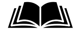 black and white graphic of an open book