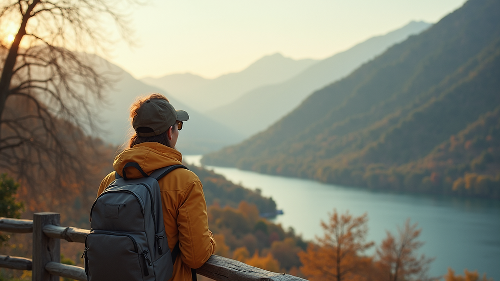 Göz hizasından modern bir turizm tesisi ve çevresi