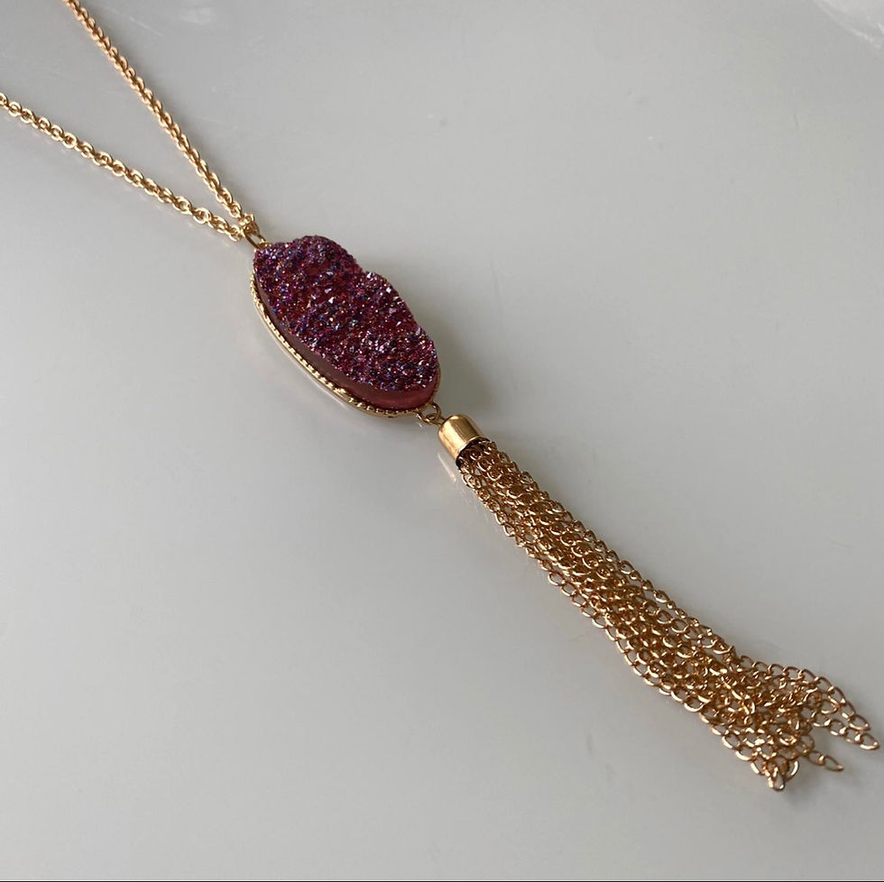 Thumbnail: Cabochon Tassel Long Necklace