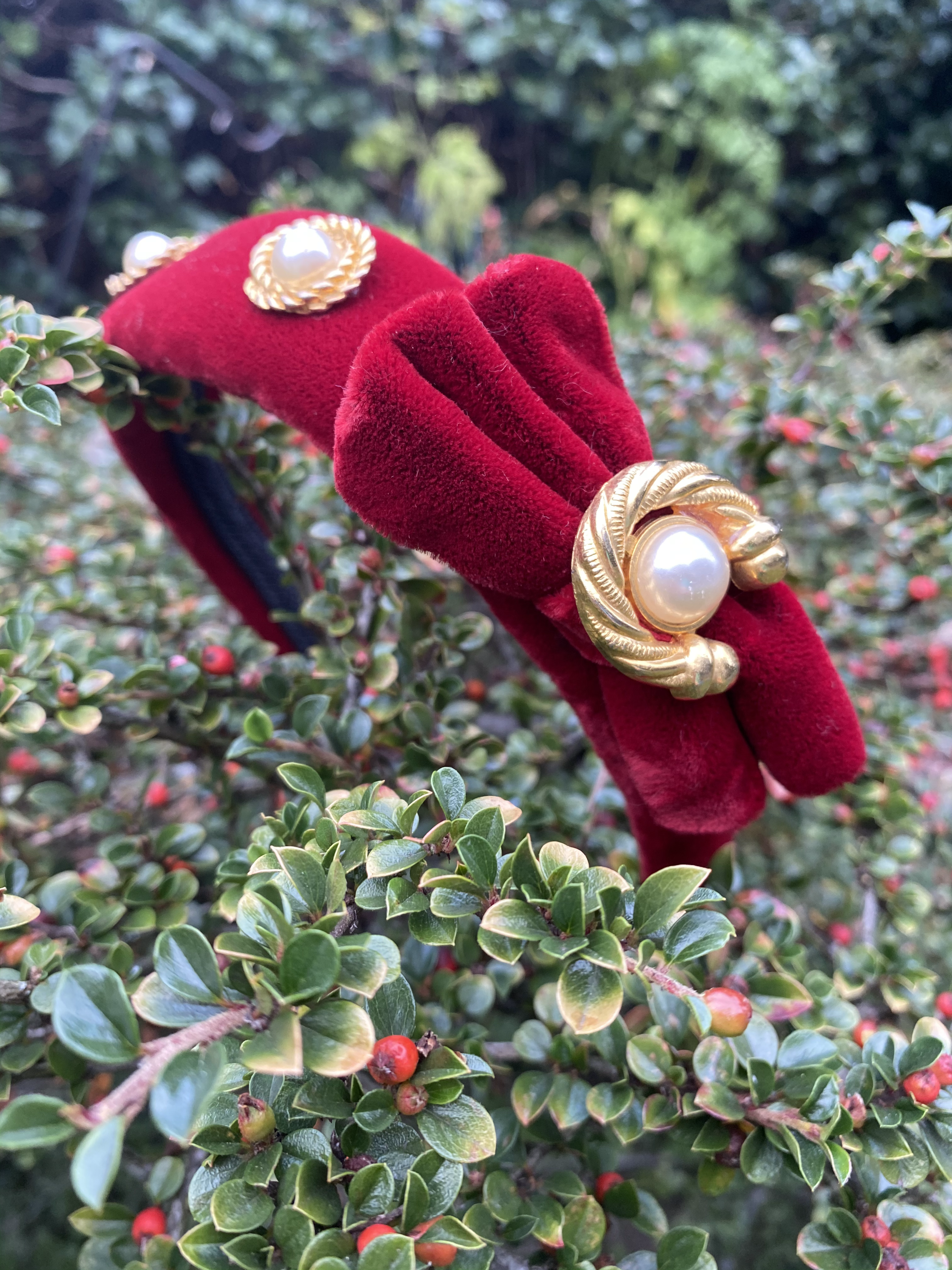Red Velvet & Gold Feature Headband