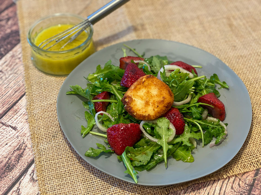 Summer Salad w/ a Fried Goat Cheese Medallion
