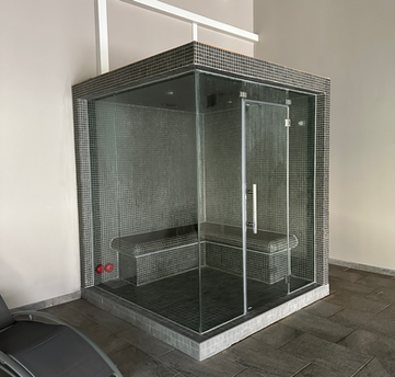 Steam room in pool room