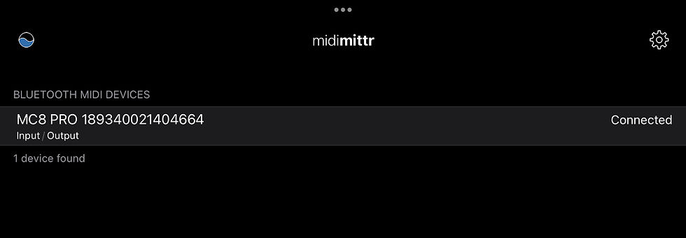 Bluetooth MIDI connection for ipad using midimittr