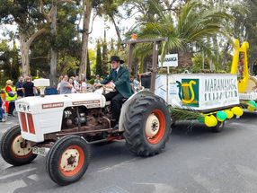 Max, on the first float, in the Band uniform.