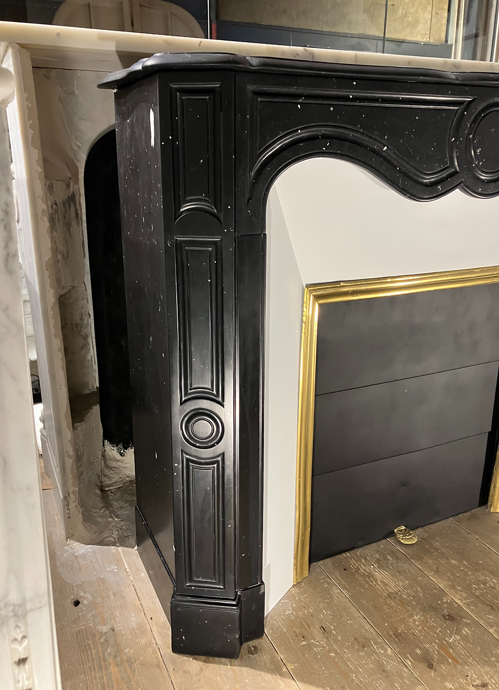Thumbnail: Antique LOUIS XV style fireplace in black marble.
