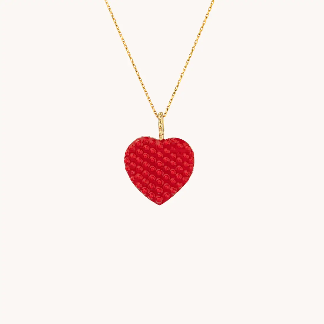 Pendentif Maxi Coeur Laqué Rouge