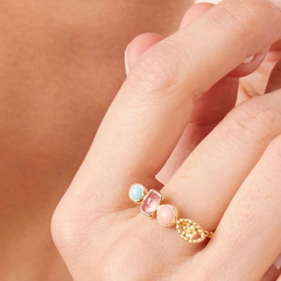 Miniature : Bague Trio Œil Pastel porté par le mannequin