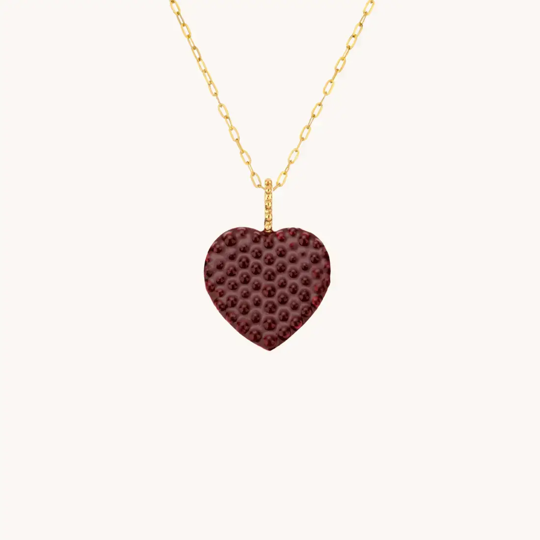 Pendentif Maxi Coeur Laqué Prune