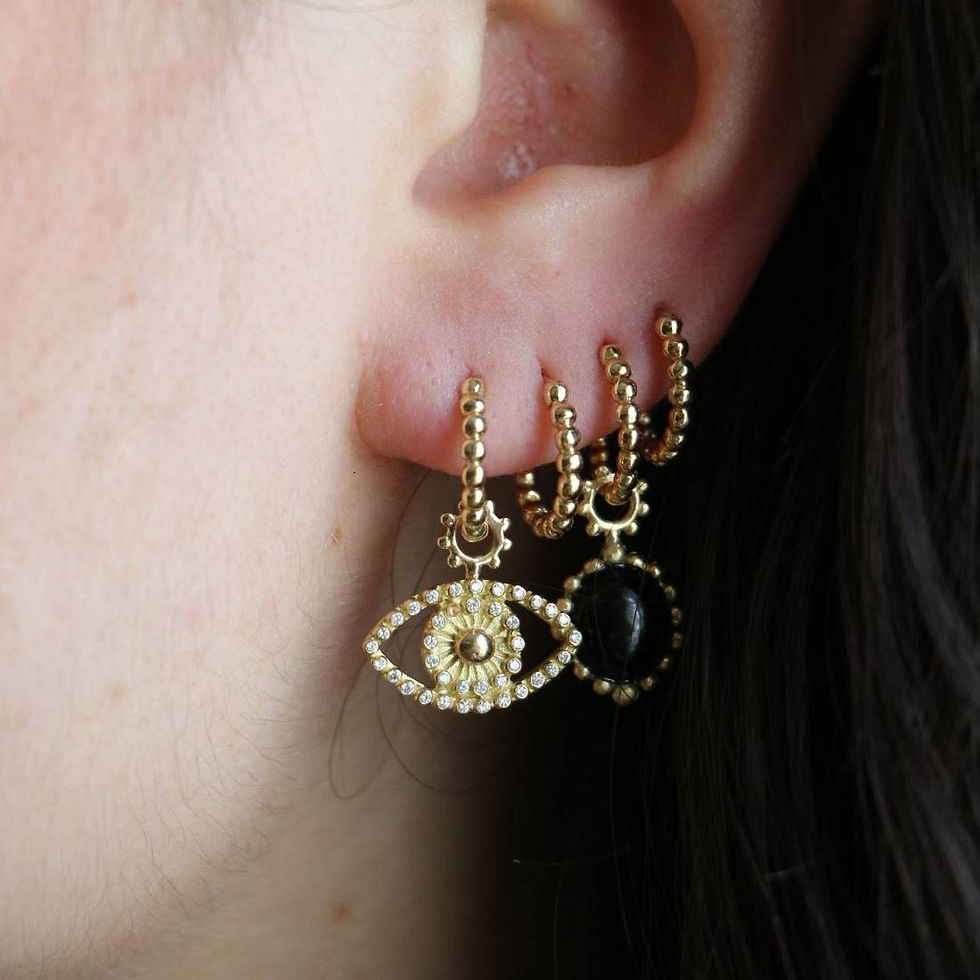 Thumbnail: Charm Œil Diamants porté par le mannequin