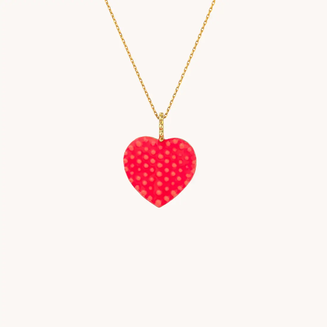 Pendentif Maxi Coeur Laqué Rose