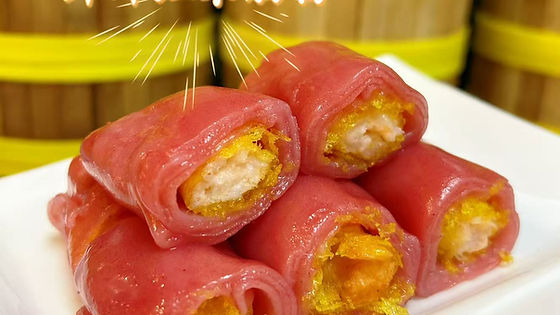 Steamed Shrimp Red Rice Noodle Roll