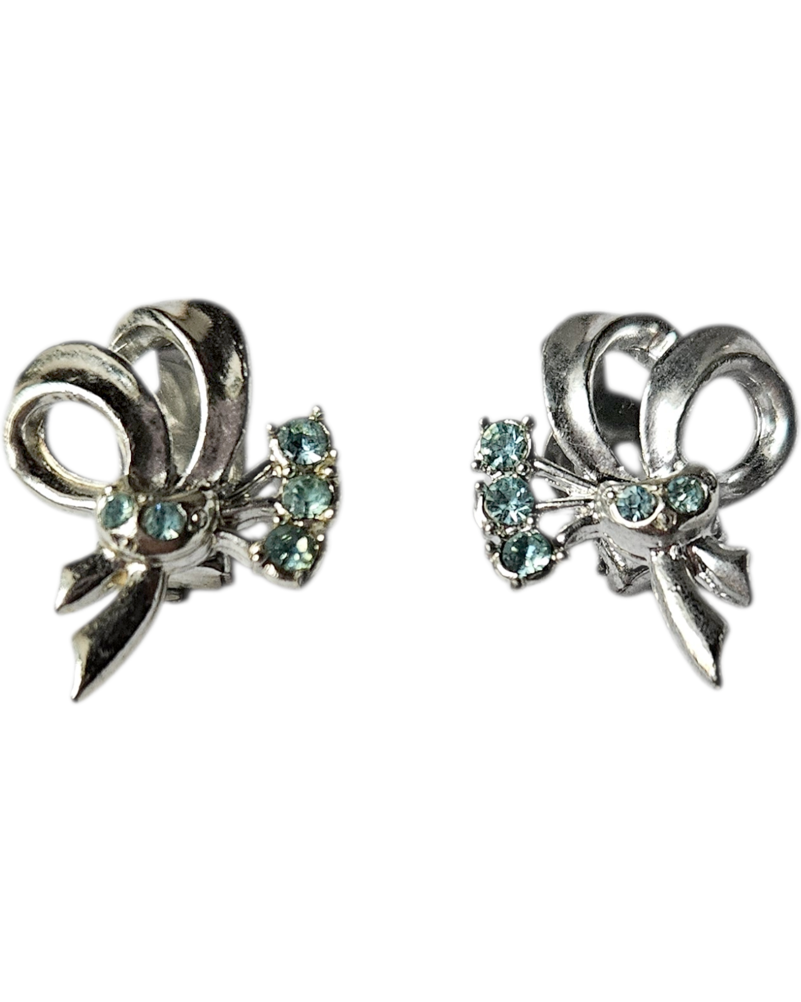 Lata pięćdziesiąte - klipsy kokardki z kryształkami