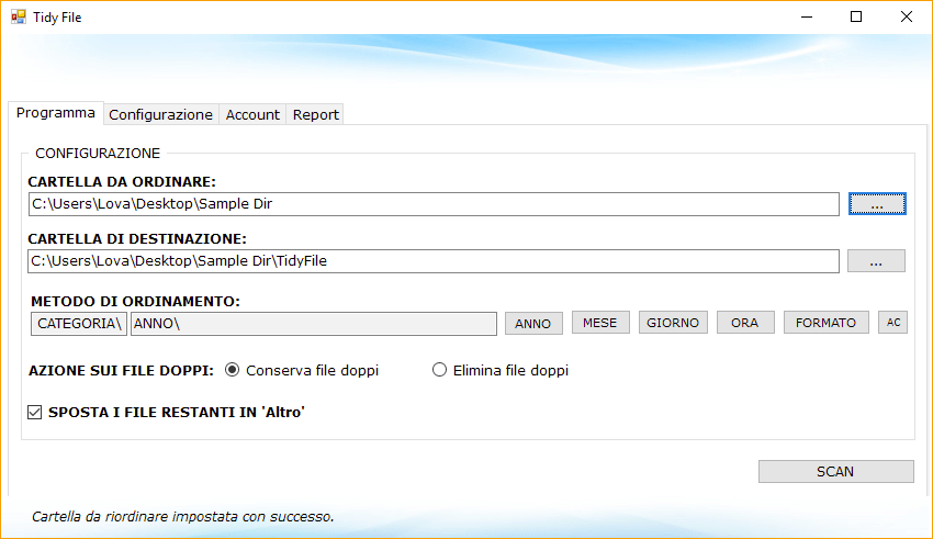 Interfaccia grafica del programma