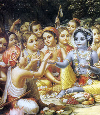 KRSNA ENJOYS LUNCH WITH HIS FRIENDS
