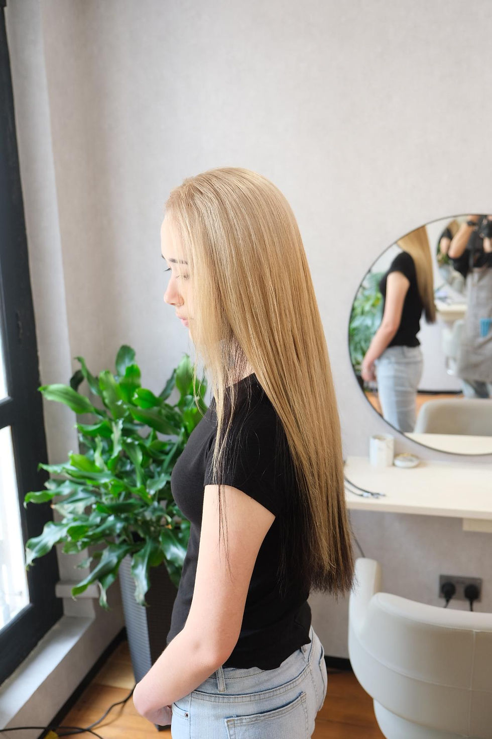 Long hair! Blonde beige hair color