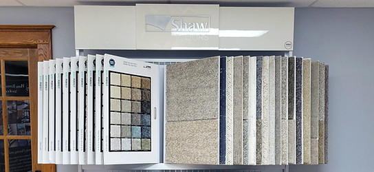 Large panels of carpet samples