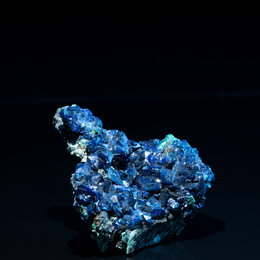 tief blauer Azurit mit Malachit aus Marokko
