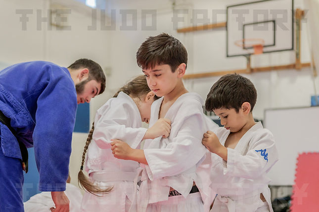 Children learning judo