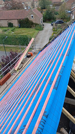 A new roof installation with frame in place