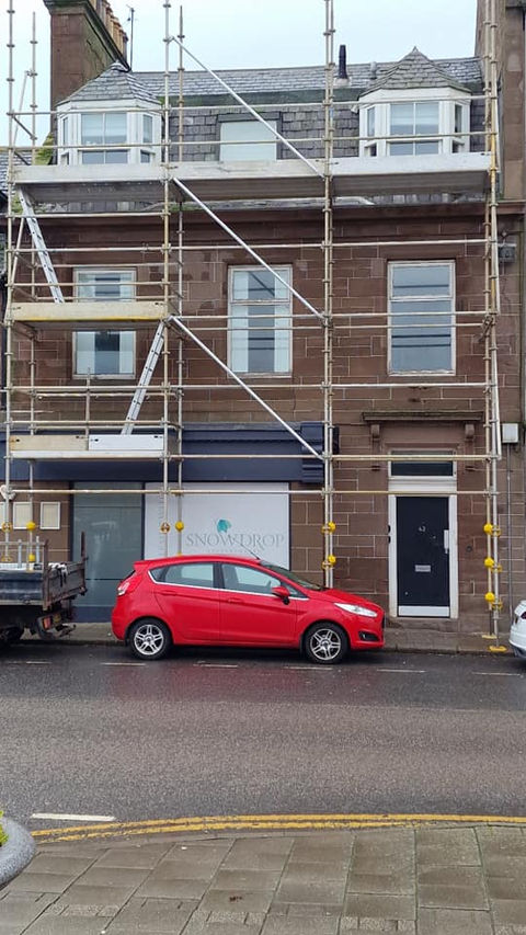 Scaffolding on a terraced property