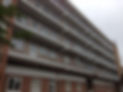 Metal balcony rails on side of flat high rise
