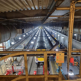 Cleaning a train depot
