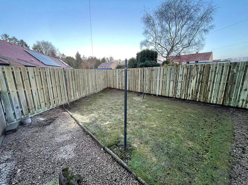 Small back garden with new fence
