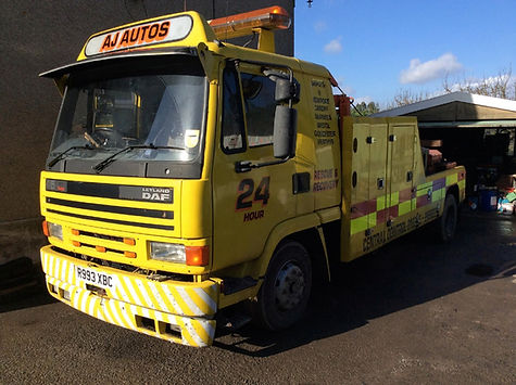 An AJ Autos Recovery truck