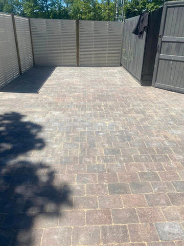 A block-paved driveway
