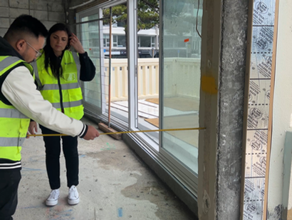 No more wind for the boys on site. The first-floor windows are in!