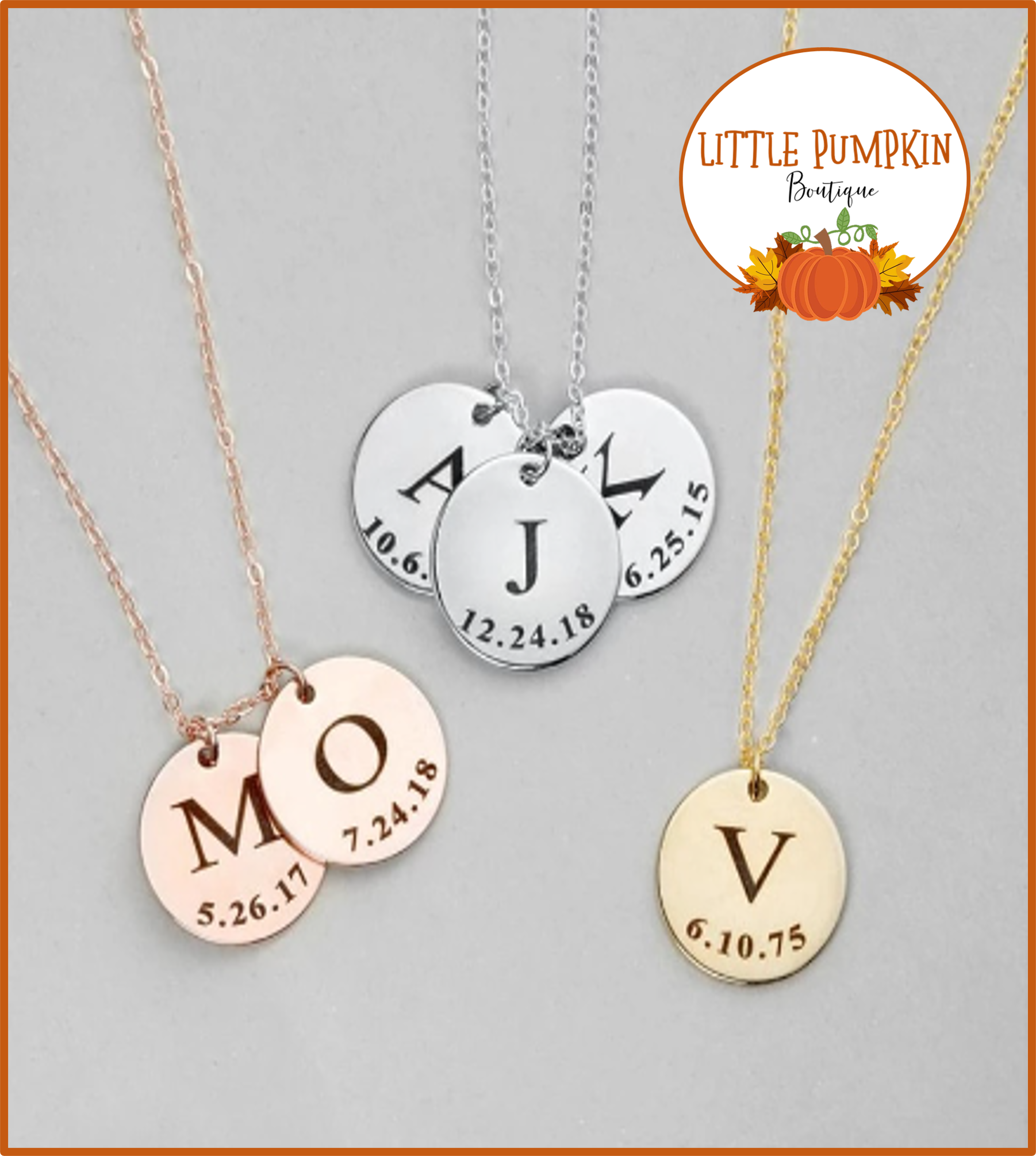 Mama's Babies DOB and initial necklace