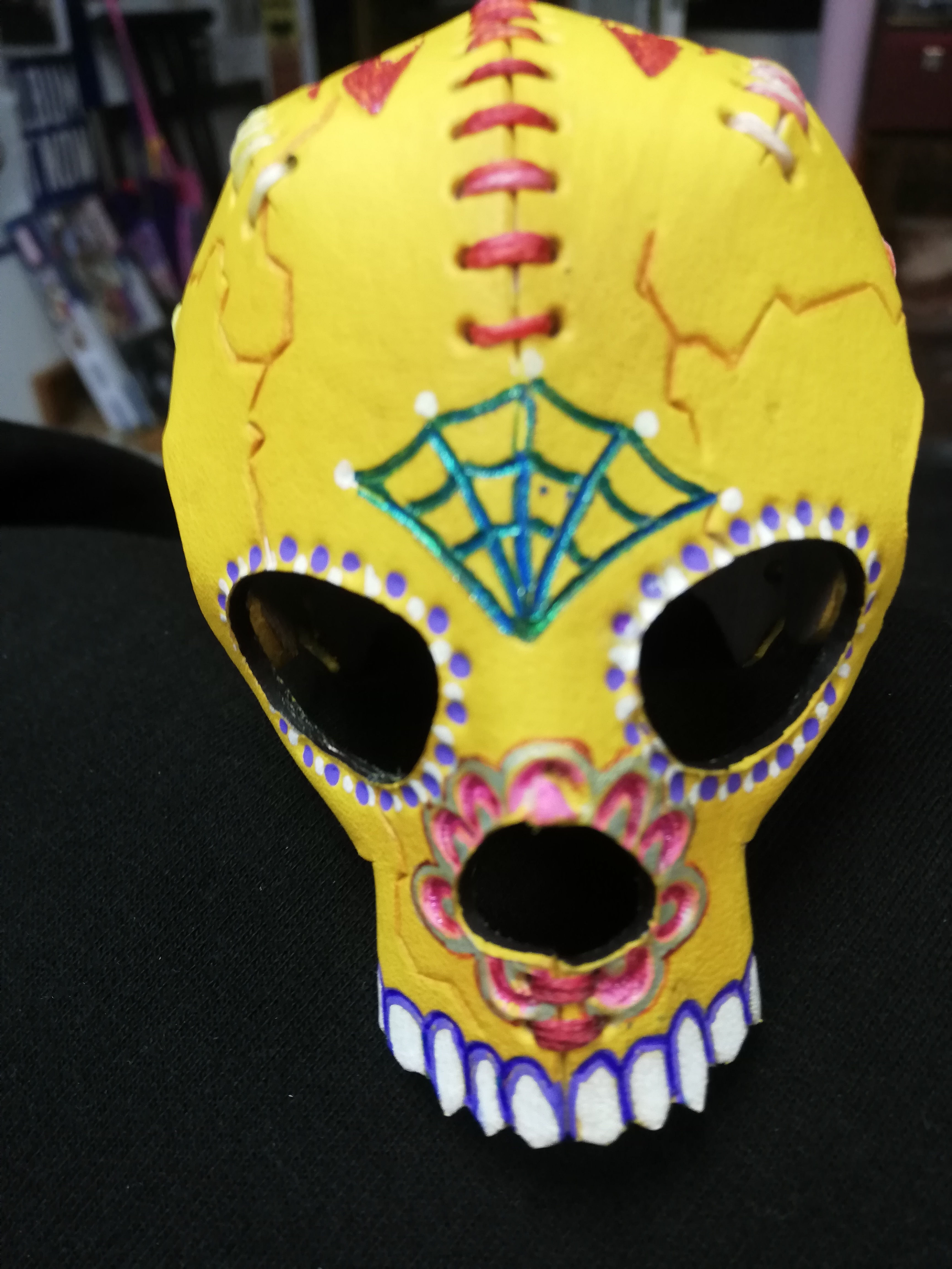 Handmade Yellow Leather Sugar Skull