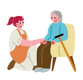 利用者さんと会話する看護師