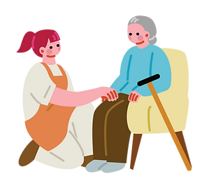 利用者さんと話す看護師